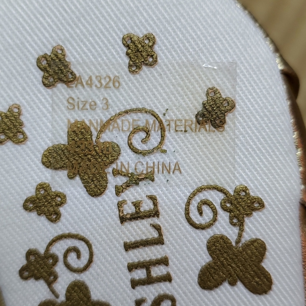 Laura Ashley Gold Ballet Infant Flats w/ Bow Strap - Picture 6 of 7